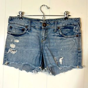 Free people distressed light denim jean shorts
